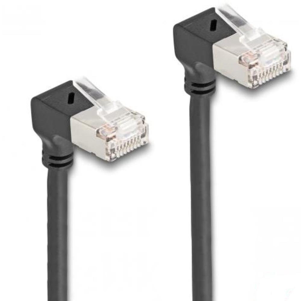 Delock RJ45 Netzwerkkabel Cat.6A S/FTP Slim 90 oben / oben gewinkelt 3 m