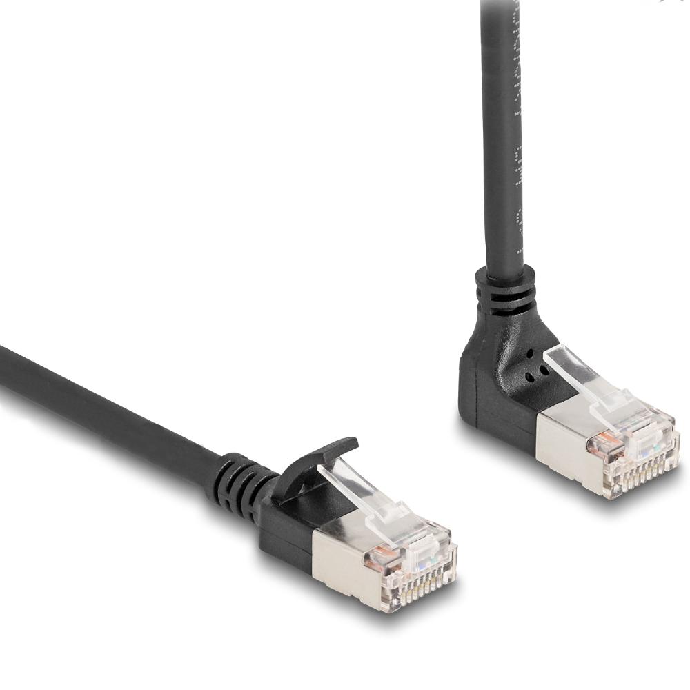 Delock RJ45 Netzwerkkabel Cat.6A S/FTP Slim 90 oben gewinkelt / gerade 1