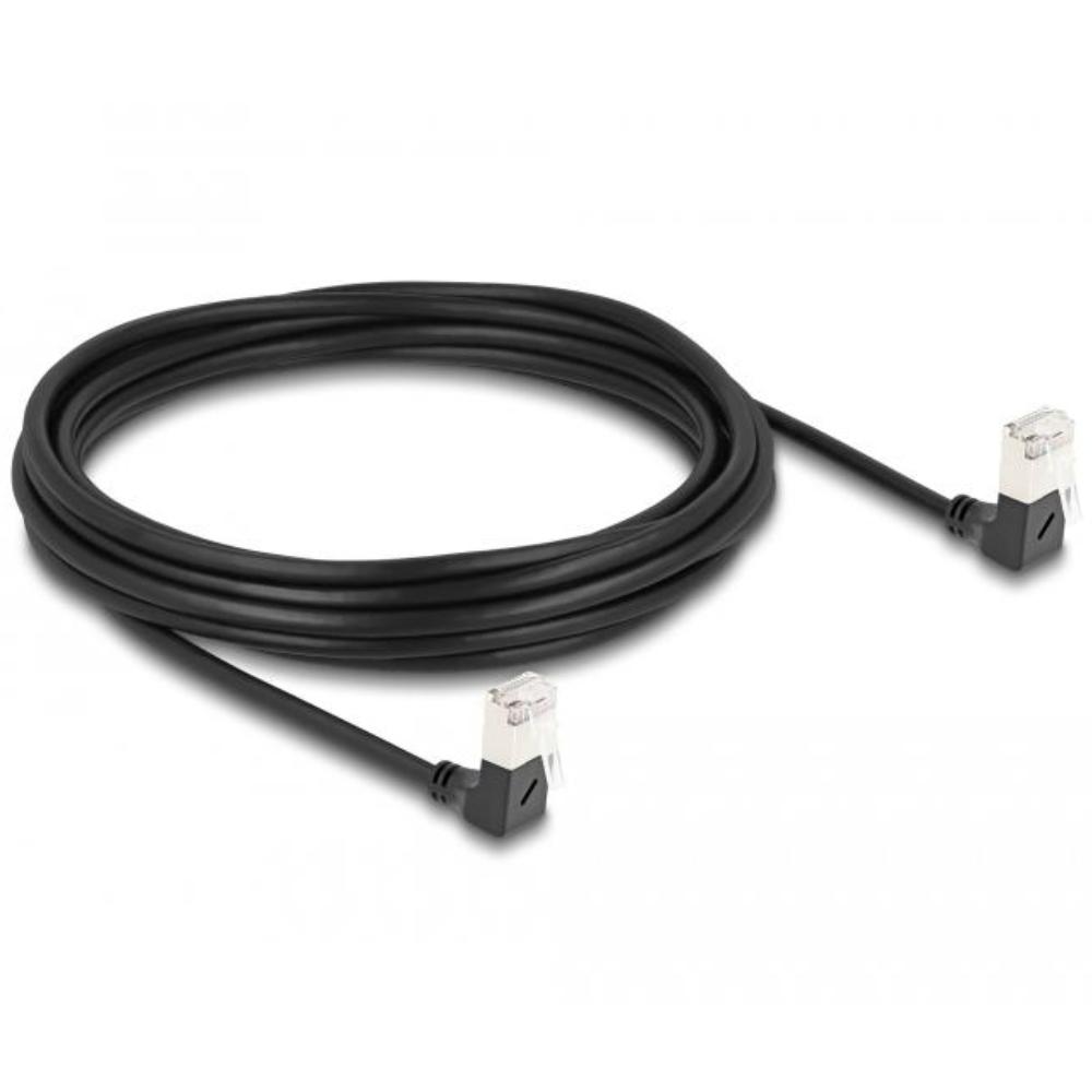 Delock RJ45 Netzwerkkabel Cat.6A S/FTP Slim 90 oben / oben gewinkelt 5 m