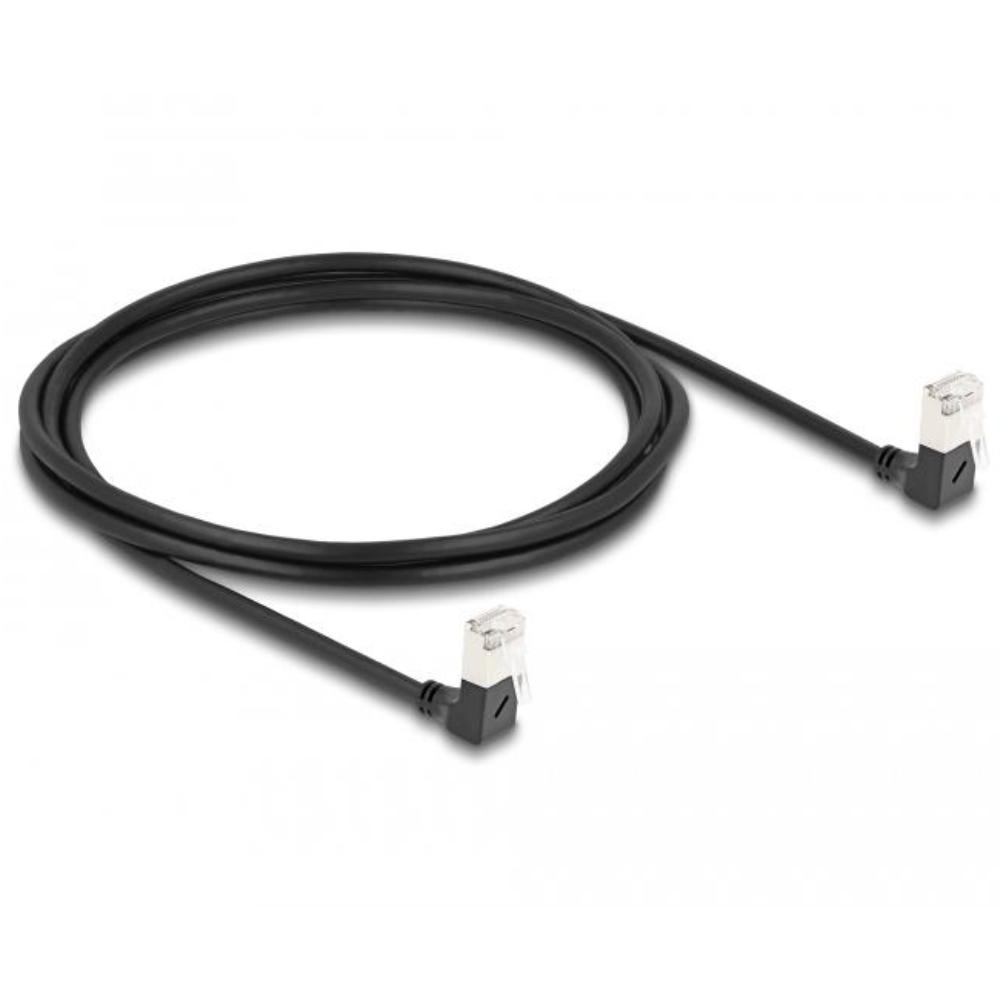 Delock RJ45 Netzwerkkabel Cat.6A S/FTP Slim 90 oben / oben gewinkelt 2 m