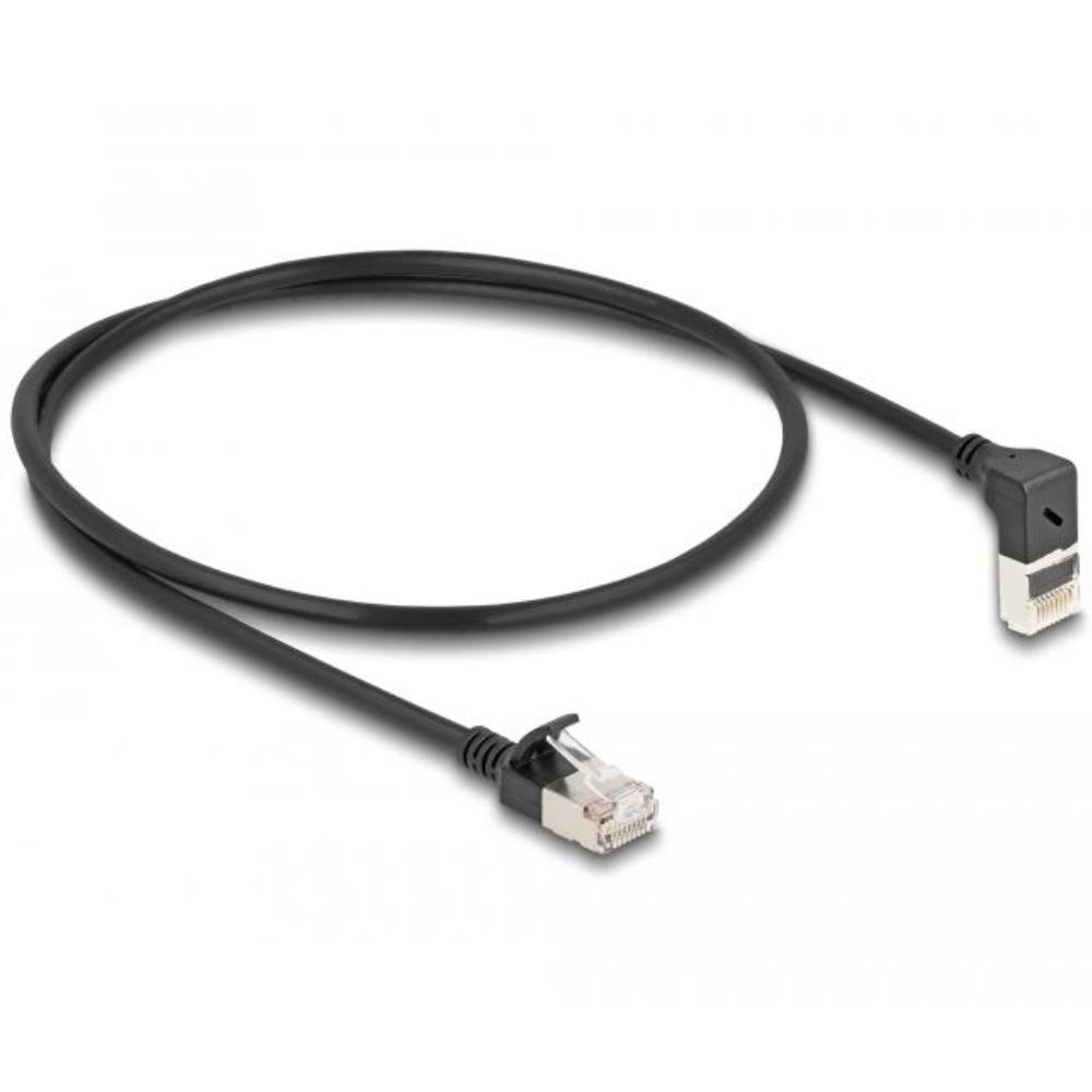 Delock RJ45 Netzwerkkabel Cat.6A S/FTP Slim 90 unten gewinkelt / gerade