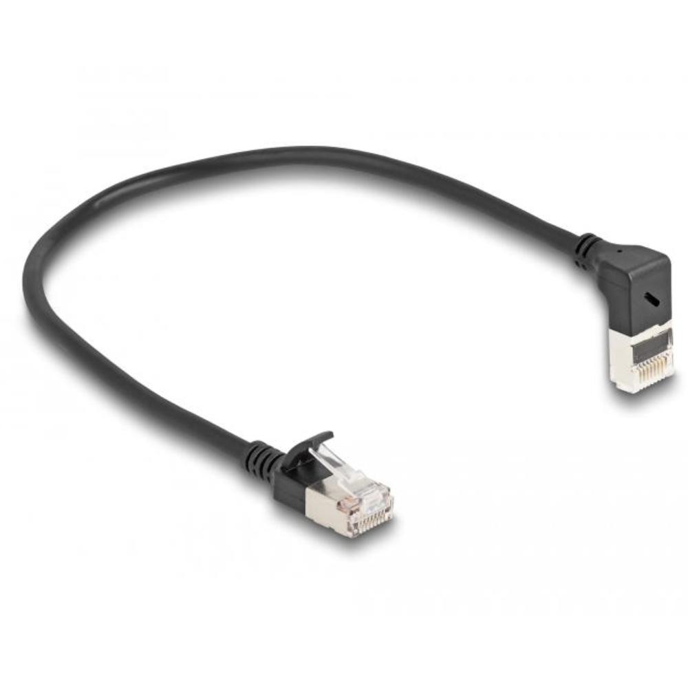 Delock RJ45 Netzwerkkabel Cat.6A S/FTP Slim 90 unten gewinkelt / gerade