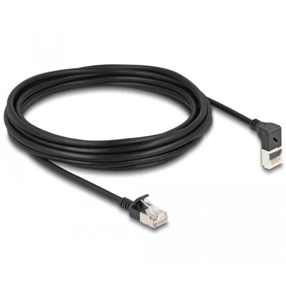 Delock RJ45 Netzwerkkabel Cat.6A S/FTP Slim 90 unten gewinkelt / gerade