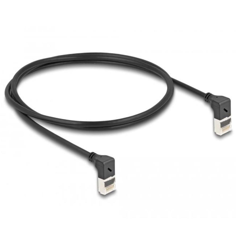 Delock RJ45 Netzwerkkabel Cat.6A S/FTP Slim 90 unten / unten gewinkelt 1