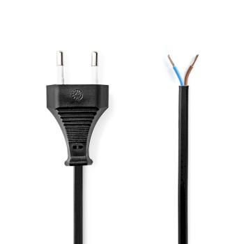 Stromkabel Euro Stecker Offen Gerade Gerade Vernickelt 2,00 m - Nedis