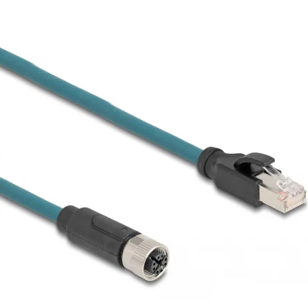 Delock M12 Adapterkabel X-kodiert 8-polig Buchse auf RJ45 Stecker 50 cm - Delock