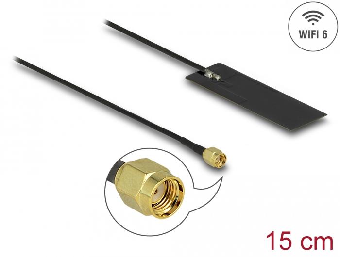 Delock WLAN WiFi 6 802.11 ac/ax/a/h/b/g/n Antenne RP-SMA Stecker 2 - 4 dBi
