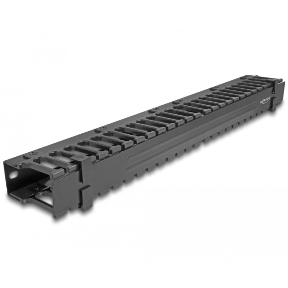 Delock 19″ Kabelmanagement Rangierpanel mit 3 Öffnungen 1 HE schwarz
