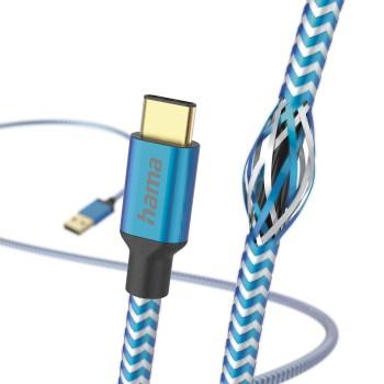 Ladekabel Reflective, USB-A - USB-C, 1,5 m, Nylon, blau - Hama