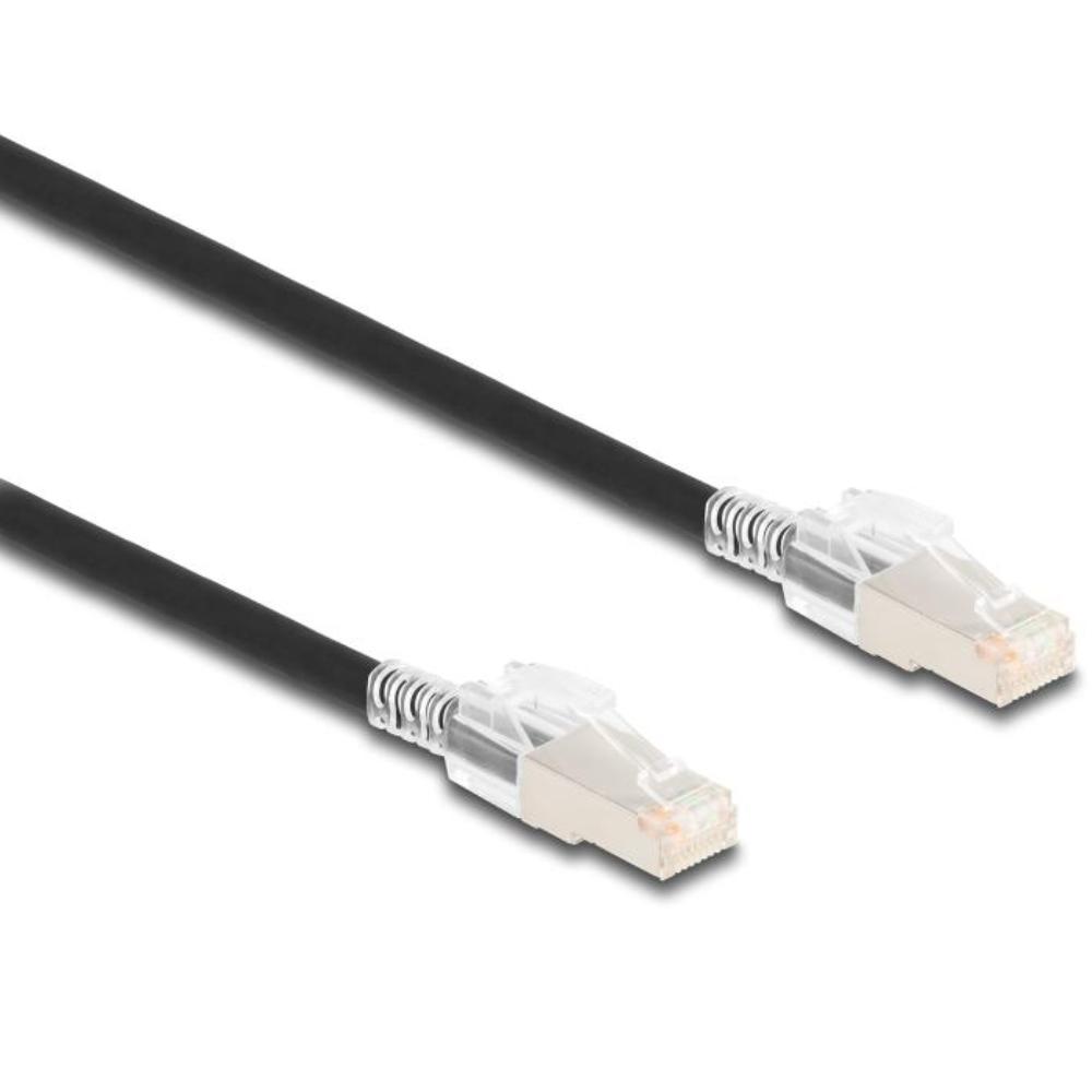 Delock RJ45 Netzwerkkabel Cat.6A S/FTP mit Secure Clips Set 0,5 m schwarz