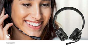 PC-Headset On-Ear Stereo Bluetooth Klappbares Mikrofon Schwarz - Nedis