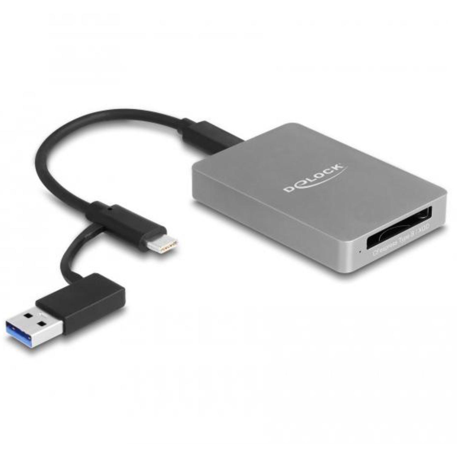 Delock USB Type-C™-Kartenleser in einem Aluminiumgehäuse für CFexpress oder