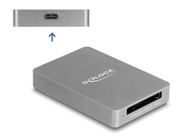 Delock USB Type-C™-Kartenleser in einem Aluminiumgehäuse für CFexpress oder
