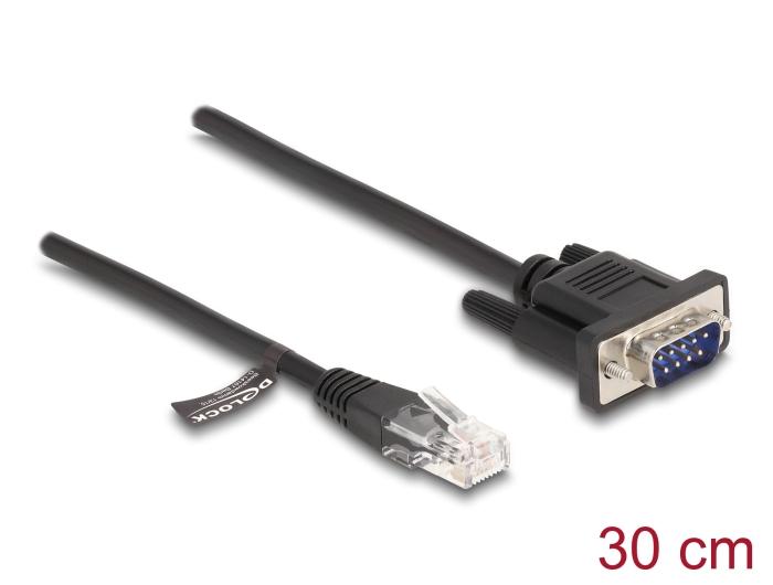 Delock Kabel RJ45 Stecker zu serieller RS-232 D-Sub 9 Stecker 30 cm schwarz