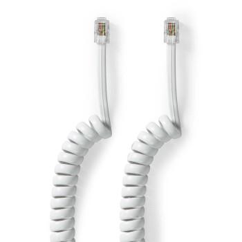 Telekommunikationskabel RJ10 Stecker RJ10 Stecker 2,00 m Kabildesign: Gekrümmt - Nedis