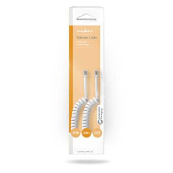 Telekommunikationskabel RJ10 Stecker RJ10 Stecker 2,00 m Kabildesign: Gekrümmt - Nedis