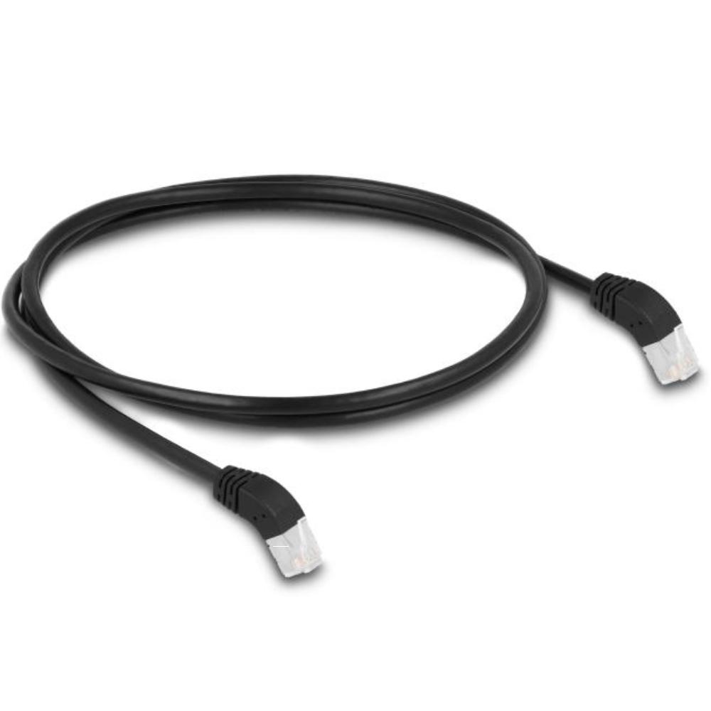 Delock RJ45 Netzwerkkabel Cat.6A S/FTP 45 nach oben gewinkelt 1 m schwarz