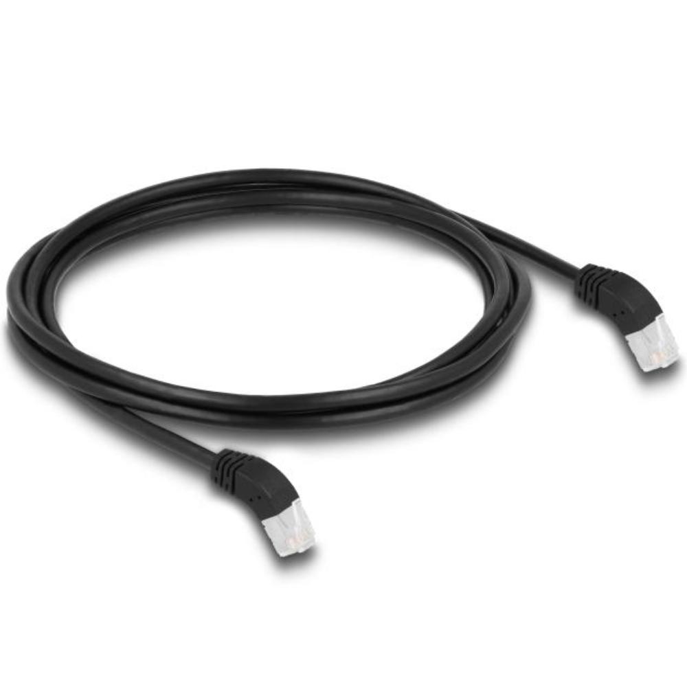 Delock RJ45 Netzwerkkabel Cat.6A S/FTP 45 nach oben gewinkelt 2 m schwarz