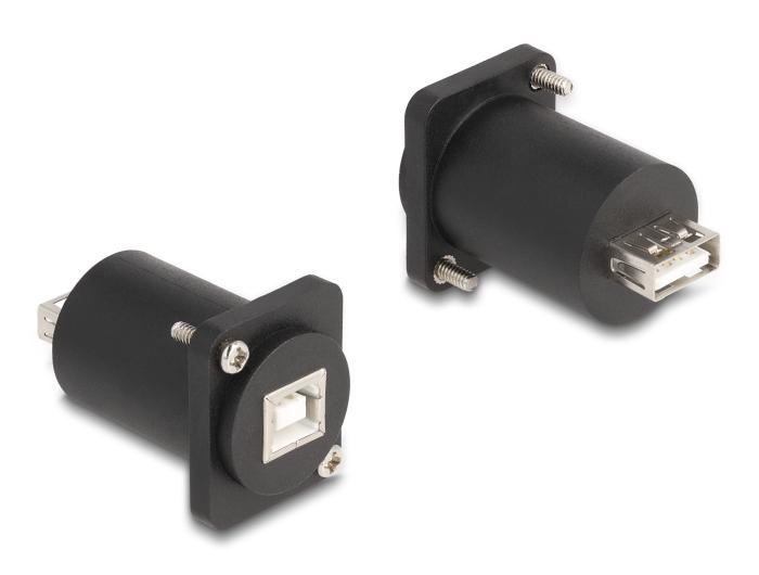 Delock D-Typ Modul USB 2.0 Typ-B Buchse zu Typ-A Buchse mit Schraubenfassung