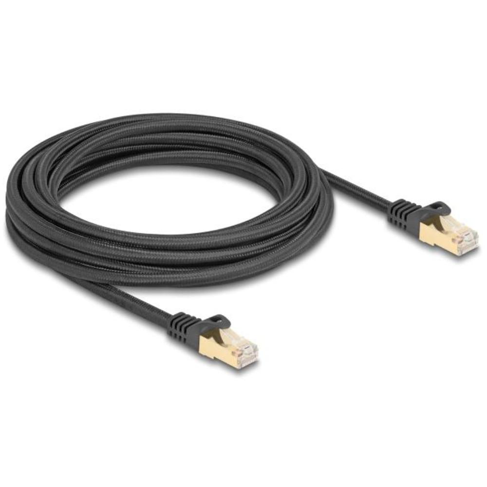 Delock RJ45 Netzwerkkabel mit Geflechtmantel Cat.6A S/FTP Stecker zu Stecker