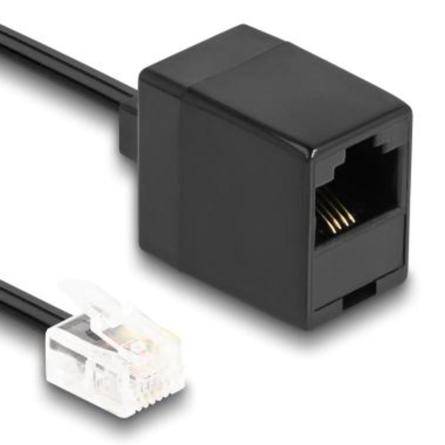 Delock Telefonkabel RJ11-Stecker auf RJ45-Buchse schwarz 10 m