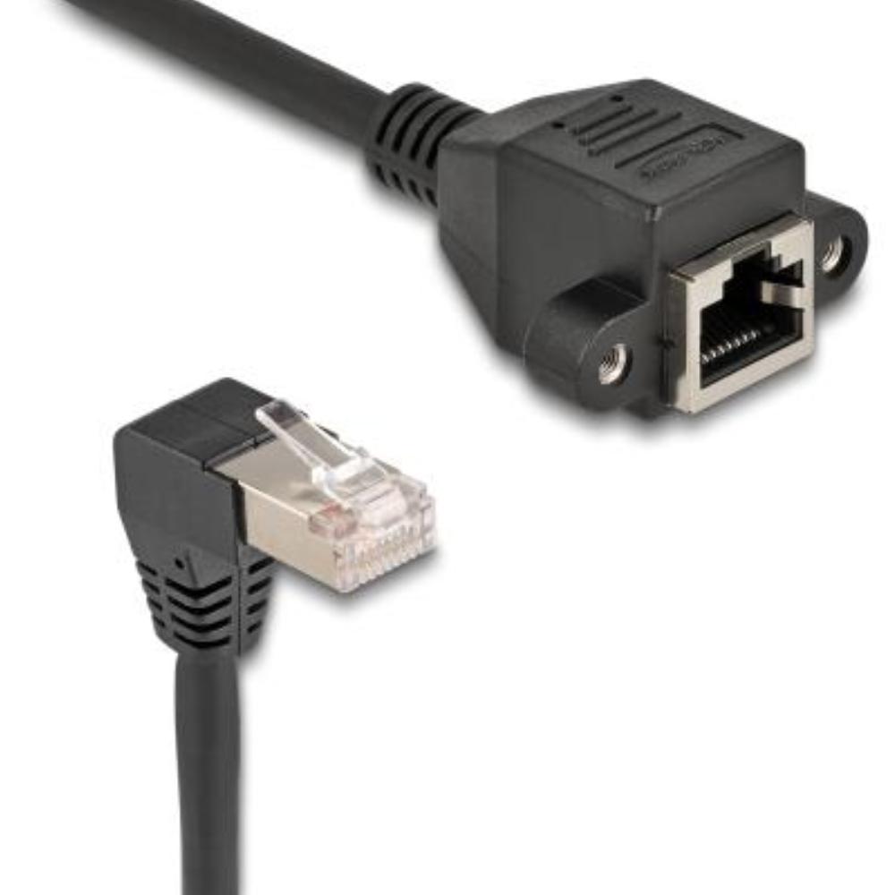 Delock Netzwerkverlängerungskabel S/FTP-Stecker RJ45-Stecker 90 rechtwinklig