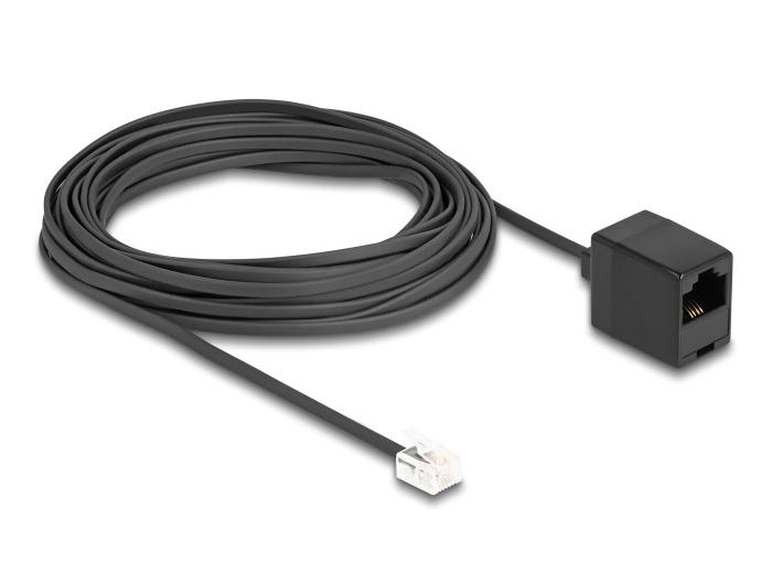 Delock Telefonkabel RJ11-Stecker auf RJ45-Buchse schwarz 10 m