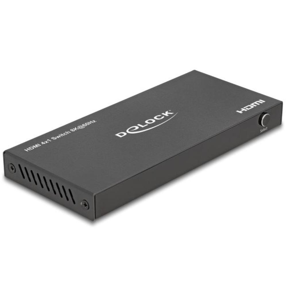 Delock HDMI Switch 4xHDMI zu 1xHDMI 8K. Inkl. 0.75m USB-Kabel.