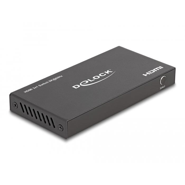 Delock HDMI Switch, 3x HDMI in, 1x HDMI out, 8K 60Hz.