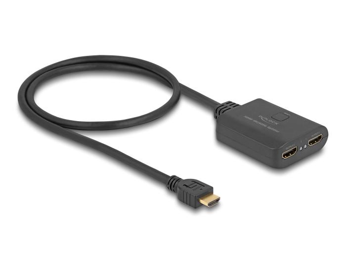 Delock HDMI-Splitter 1 x HDMI-Eingang auf 2 x HDMI-Ausgang 4K 60 Hz mit Downscaler