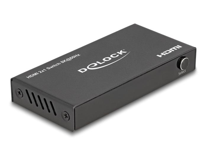 Delock HDMI Switch 2 x HDMI Eingang auf 1 x HDMI Ausgang 8K 60 Hz