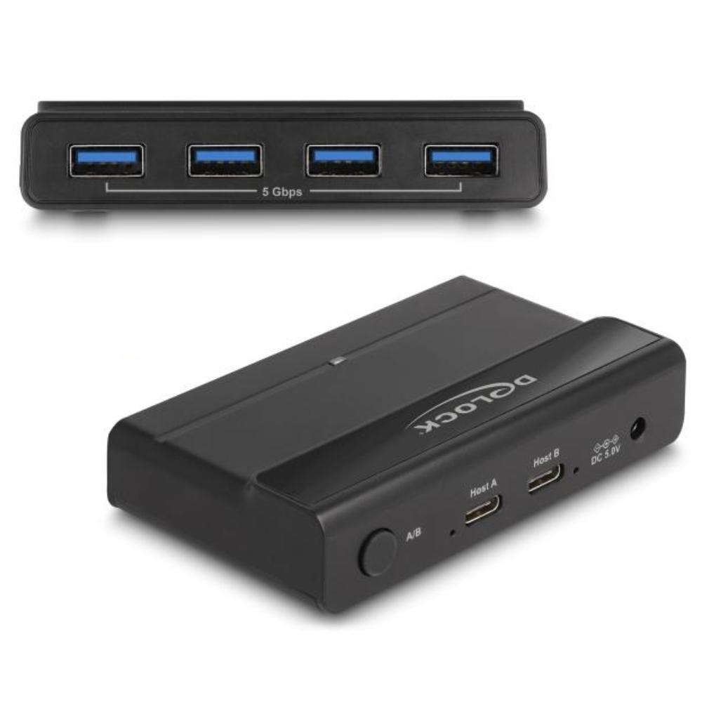 Delock USB 5 Gbps Switch 4 x Gerät und 2 x Host
