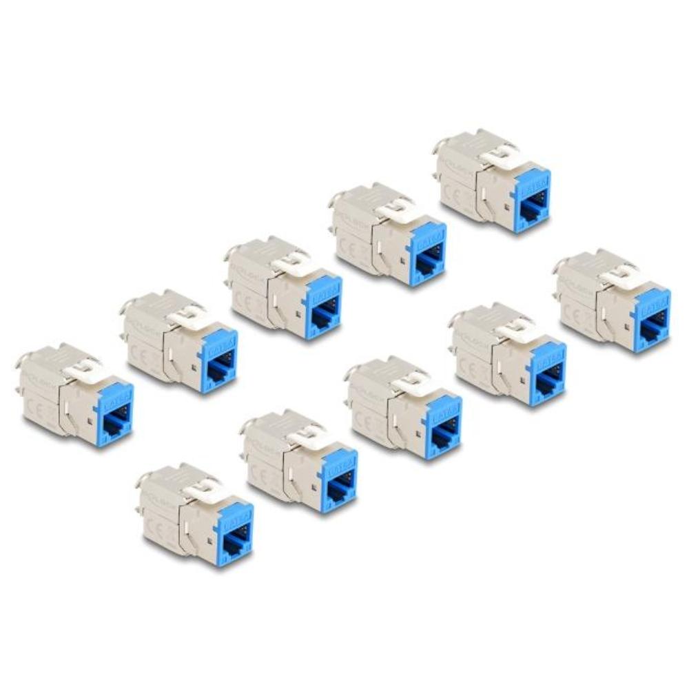 Delock Keystone Modul RJ45 Buchse zu LSA Cat.6A werkzeugfrei blau Set 10 S - Delock