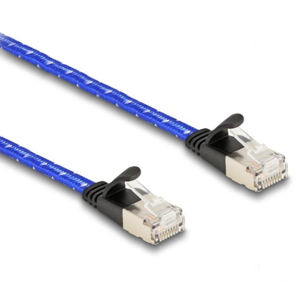 Delock RJ45 Flachband Netzwerkkabel mit Geflechtmantel Cat.6A U/FTP 0,3 m