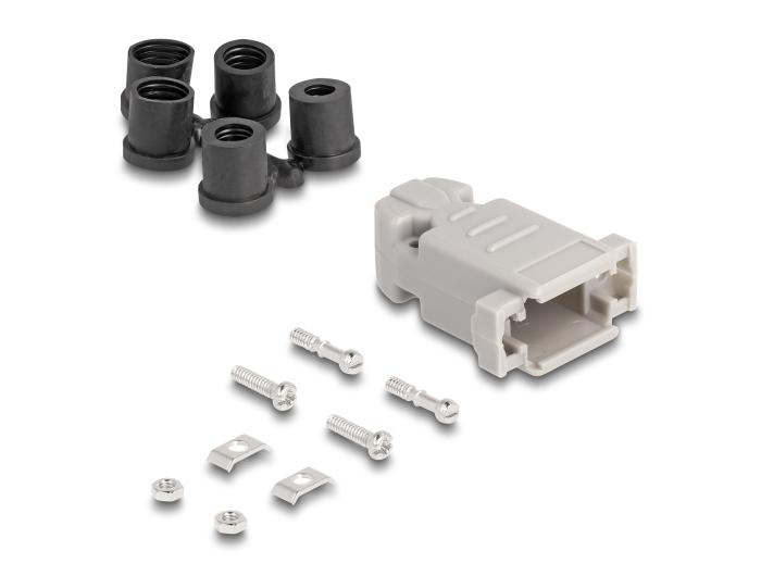 Delock D-Sub Gehäuse für 9-poligen Stecker/Buchse mit Gummidichtungen