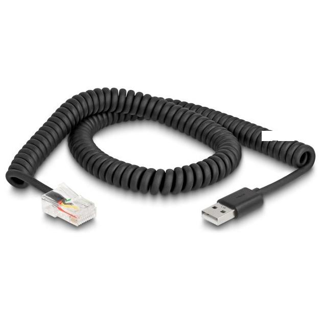 Delock RJ50 auf USB 2.0 Typ-A Spiralkabel 2 m