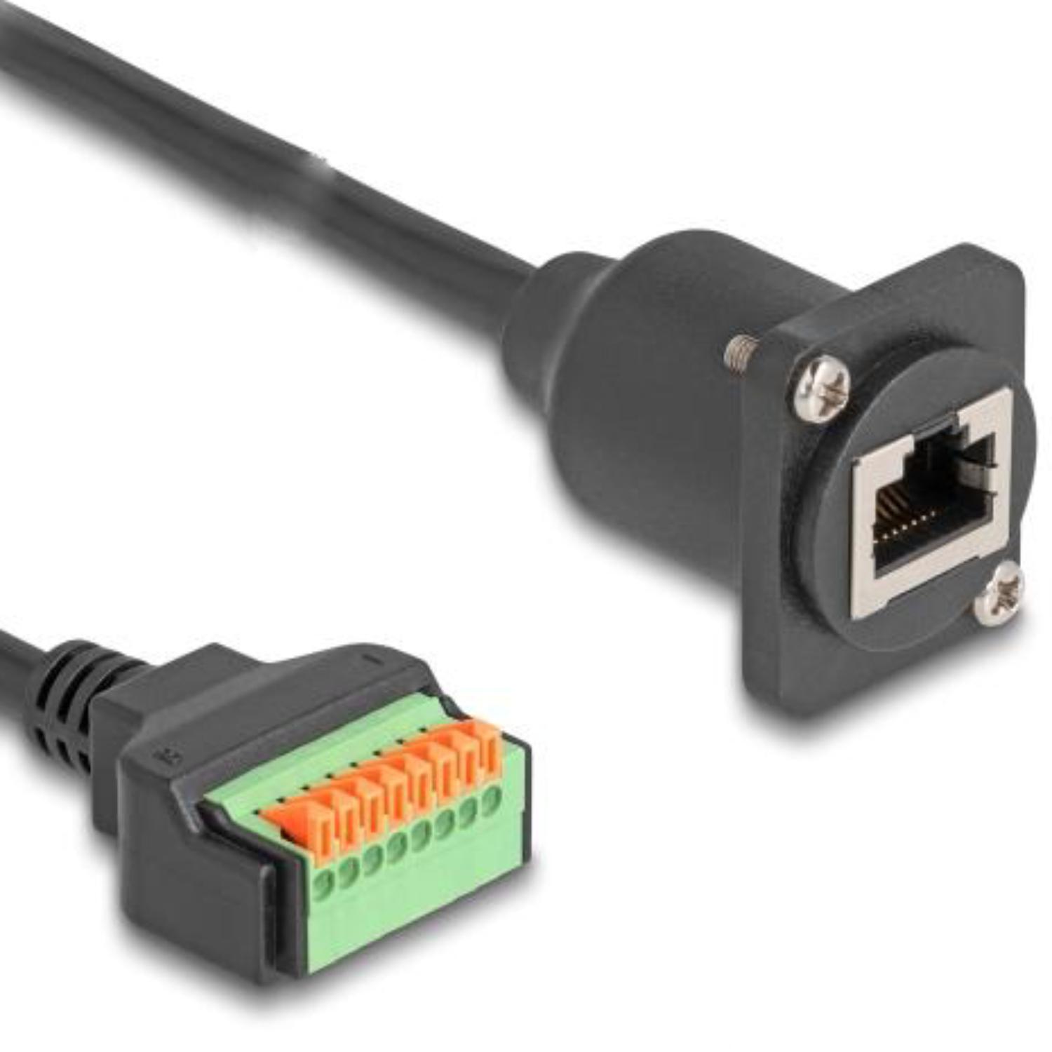 Delock D-Type Kabel RJ45-Buchse auf Klemmenblock mit Druckknopf Cat.5e schwarz