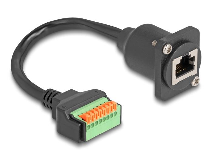 Delock D-Type Kabel RJ45-Buchse auf Klemmenblock mit Druckknopf Cat.5e schwarz