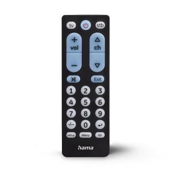 Universale TV-Fernbedienung, Infrarot, 2 Geräte, große Tasten, lernfähig - Hama