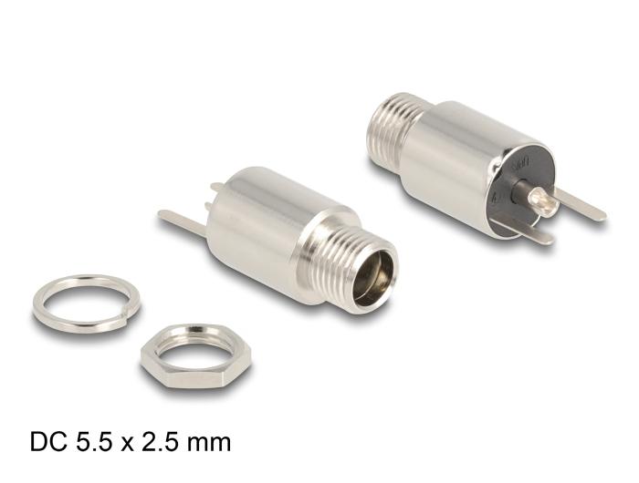 Delock Steckverbinder DC 5,5 x 2,5 mm Buchse zum Einbau, Lötversion - rund