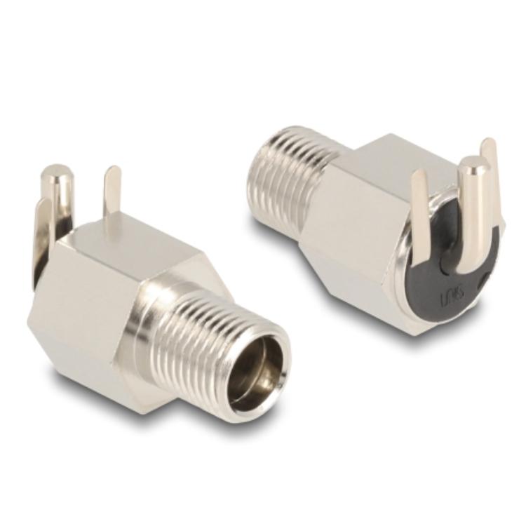 Delock Stecker DC 5,5 x 2,5 mm Buchse für Einbau, Lötversion, rechtwinklig