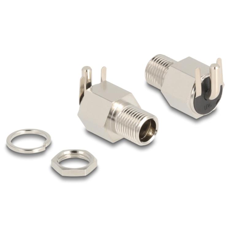 Delock Stecker DC 5,5 x 2,5 mm Buchse für Einbau, Lötversion, rechtwinklig