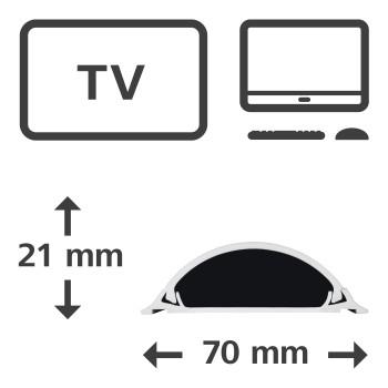 Kabelkanal, selbstklebend, halbrund, 100 x 7 x 2,1 cm, PVC, weiß - Hama