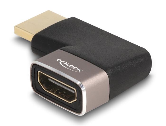 Delock HDMI-Adapter Stecker auf Buchse 90 abgewinkelt 8K 60 Hz grau