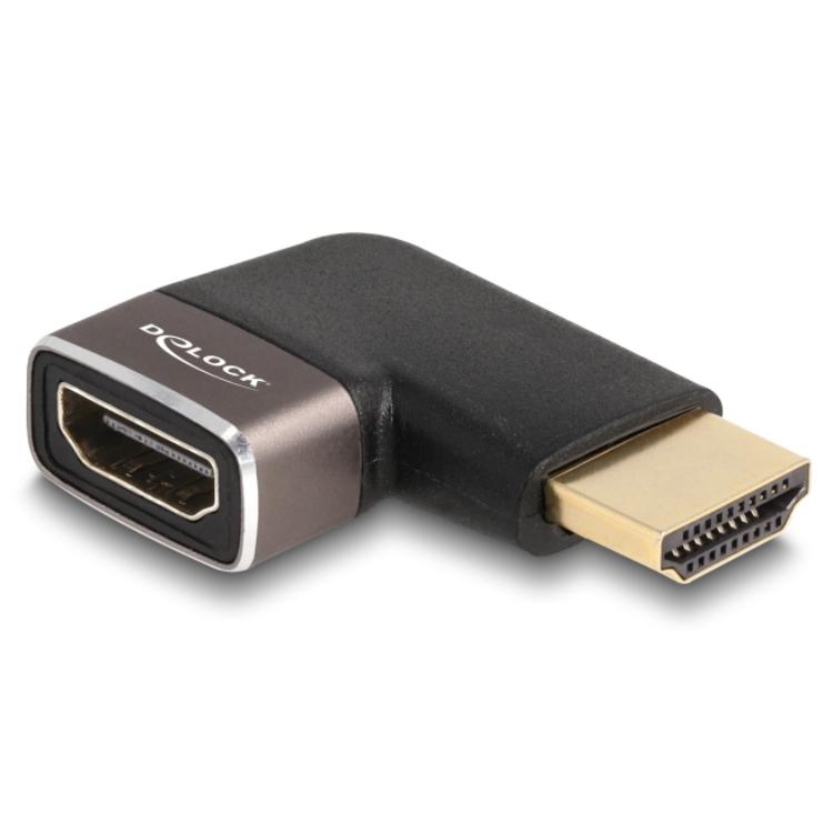 Delock HDMI-Adapter Stecker auf Buchse 90 linkswinklig 8K 60 Hz grau M