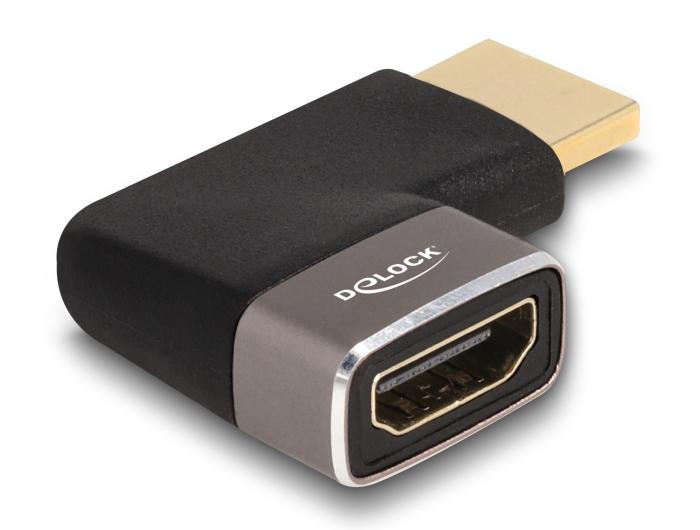 Delock HDMI-Adapter Stecker auf Buchse 90 linkswinklig 8K 60 Hz grau M