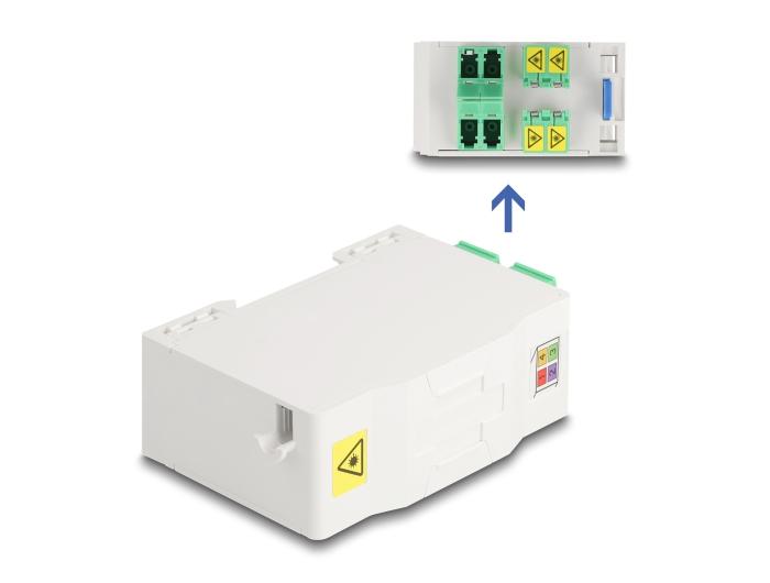 Delock LWL Anschlussdose für Hutschiene mit Spleißhalter und 4 x LC Duplex