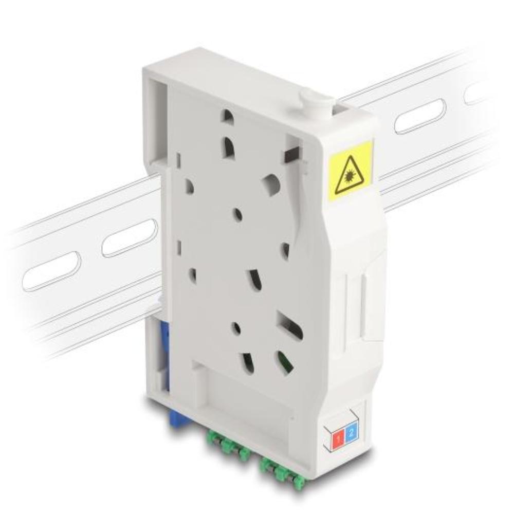 Delock Glasfaser-Anschlussdose für DIN-Schiene mit LASH-Halter und 2 x LC-Duplex