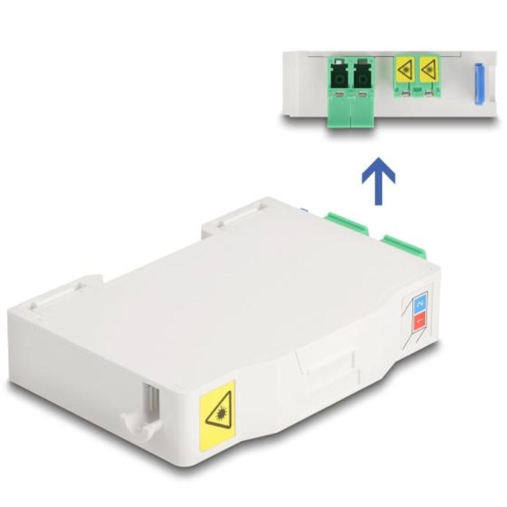 Delock Glasfaser-Anschlussdose für DIN-Schiene mit LASH-Halter und 2 x LC-Duplex
