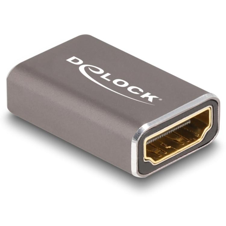 Delock HDMI-Adapter weiblich auf weiblich 8K 60 Hz grau Metall